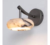 RXPVUXE Natural Marble Wall Sconce, Modern Alabaster Wall Light, 7W 3000K Warm Light LED Wall Mount Lamp, Metal Base Hardwired Indoor Wall Lamp for Bedroom Bedside Living Room Hallway Stairs