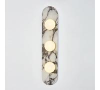 RXPVUXE Natural Marble Wall Sconces, 3-Lights Bathroom Vanity Light Fixtures, Nordic Style Stone Wall Lamp with Glass Globe Lampshade, Modern Hardwired Wall Lighting Fixture for Bedroom(A)