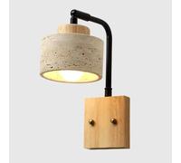RXPVUXE Nordic Natural Stone Wall Sconce, Adjustable Yellow Travertine Wall Lamp with Wood Base, Mid Century Modern Marble Wall Light for Bedroom Bedside Hallway Entryway(Wood,No Switch)