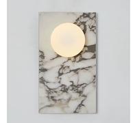 RXPVUXE Nordic Style Stone Wall Lamp, Natural Marble Wall Sconce, Hardwired Indoor Wall Light, G9 Base Wall Lighting Fixtures with Glass Lampshade for Bedroom Living Room Bathroom Vanity(A)