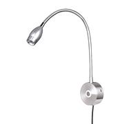 RXPVUXE Plug In Wall Sconce LED Wall Mounted Reading Lamp with Touch Switch, 3W Aluminum Bedside Reading Light Silver Flexible Gooseneck Headboard Reading Lamp Modern Wall Mount Book Light