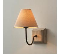 RXPVUXE Retro Wall Light Fixture Antique White Wood Wall Sconce with Fabric Shade, E14 Farmhouse Hardwired Wall Lamp for Bedroom Bedside, Vintage Wooden Home Decor Wall Lighting Fixture