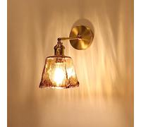 RXPVUXE Rotatable Modern Wall Sconce Square Glass Wall Lamp Brushed Brass Wall Mount Light with Rotary Switch, Amber Bathroom Vanity Light Adjust Bedroom Hallway Decor Wall Lighting Fixture
