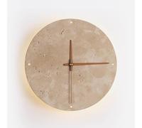 RXPVUXE Round Yellow Travertine Wall Sconce, Modern LED Stone Wall Lamp, Creative Clock Shape Wall Light Fixture, 3000K Warm Light, Interior Decoration Wall Lamps for Bedroom Living Room(23cm)