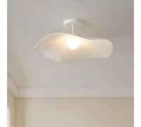 RXPVUXE Semi Flush Mount Ceiling Light Fixture, 12W Modern LED Chandelier Light Fixture with Pleated Fabric Shade, White Hanging Lamps for Bedroom Living Room Dining Room Kitchen Hallway