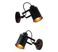 RXPVUXE Vintage Industrial Wall Light Fixture Set Of 2, Adjustable Wall Sconce Matte Black Farmhouse Rustic Metal Wall Lamp, Retro Bedside Reading Light E27 Hardwired Indoor Sconces