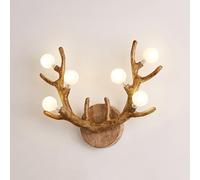 RXPVUXE Vintage Wall Lamp with Globe Glass Shade, Rustic Antler Wall Sconces, 6-Lights Tree Branch Wall Light, Decorative Bedside Wall Mounted Light, Hardwired Resin Wall Lighting Fixture for Bedroom