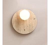 RXPVUXE Vintage Yellow Travertine Wall Sconce Light Indoor Retro Art Stone Wall Lamps with Button Switch, 1 Pack G9 Globe Glass Decor Wall Lighting Fixture for Bedroom Hall Hallway Corridor