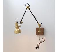 RXPVUXE Wood Swing Arm Wall Sconce Retro Brass Wall Mount Light Vintage Modern Indoor Reading Wall Lamp, Flexible Adjustable E14 Wall Lighting Fixture For Bedroom Bedside Study Room Desk