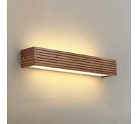 RXPVUXE Wooden Long Wall Lamp Light Vanity Bathroom Mirror Sconce, Walnut Wood Japanese Style Mirror Headlight Dressing Table Wall Lamps with Acrylic Shade for Bedroom Balcony Courtyard