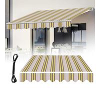 RXQHV 3 x 2m Electric Awning Retractable Awning Fabric Anti-uv and Waterproof Garden Patio Canopy Polyester Cover Sun Canopies for Deck Door Balcony Yard(Size:6.5x2m,Color:Multi Stripes)