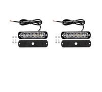 RXRJSU 2Pcs 6 LED Strobe Lights Grill Flashing Light Emergency Amber Red Blue Side Warning Lamp For Auto DRL Car Truck Police 3RD Third Rear Light Brake Light(2Pcs White)