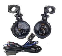 RXRJSU Motorcycle Headlight Pair 100W Motorcycle Headlight Fog Lights Led Auxiliary Driving Light Spotlight Headlamp Dual Color Flasher Moto Fog Lamp
