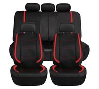 RXRJSU Universal Car Seat Covers Leather Bright Sheet With 3 Zipper Accessories Interior Cushion Protector Seat Covers Pair(Red 5 Seat)