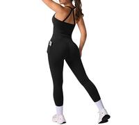 RXRXCOCO Cross Back Workout Set for Women Tank Tops Hidden Scrunch Leggings Gym Set 2 Piece Gym Outfit with Pockets