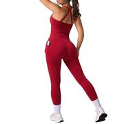 RXRXCOCO Cross Back Workout Set for Women Tank Tops Hidden Scrunch Leggings Gym Set 2 Piece Gym Outfit with Pockets