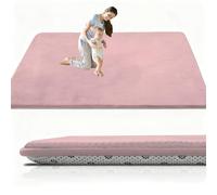 RxueSug 3cm Thick Play Mat for Floor 150 x 180 cm Rose Red Foldable Playpen Mat with Non-Slip Memory Foam Area Rug for Playpen, Non-Slip Crawling Mats for Kids
