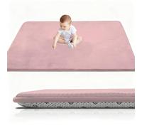 RxueSug Baby Crawling Mat, Memory Foam Extra Thick Area Rug 100 x 120 cm 2cm for Kids Living Room, Baby Playroom Crawling Carpet Non-Slip Soft Play Mat Floor Toddler Nursery Carpet Rose Red