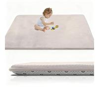 RxueSug Large Kids Crawling Play Mat, 150 x 150 cm Cream Foldable Baby Play Mat, Large Thick Foam Playmat Waterproof, 2cm Non-Slip for Children, Toddlers & Babies, Playpen Mat f Outdoor Indoor