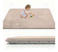RxueSug Large Kids Crawling Play Mat, 50 x 120 cm Light Brown Foldable Baby Play Mat, Large Thick Foam Playmat Waterproof, 2cm Non-Slip for Children, Toddlers & Babies, Playpen Mat f Outdoor Indoor