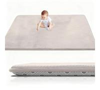 RxueSug Thick Padded Baby Crawl Mat 200 x 200 cm x 2cm, Baby Play Mat, Foldable Kids Playmat, Large Activity Play Mat, Non-Slip, Waterproof, Playpen Mats Design for Crawling, Learning Cream