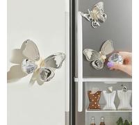 Rxuiael Butterfly Magnetic Bag Clip Set: 4 Butterfly Wings Clips with Base | Floral Food Sealer for Bread Bags, Snacks & Pet Food | Fridge Organizer & Kitchen Decor Gift (Silver)