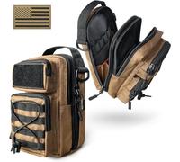 RXW Large Capacity Pencil Pouch for Boys, Tactical EDC Zippered Pencil Bag, Small Tool Pouch for Adults (includes US Flag Patch + 2 MOLLE Straps) (Coyote Brown)