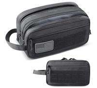 RXW Toiletry Bag for Men, Tactical Dopp Kit Military Hygiene Bag Mens Toiletry Travel Bag MOLLE EDC Pouch Small Toiltries Travel Bathroom Bag Shaving Kit Bag Shower Bags, Black