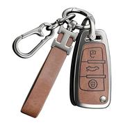 RXXR Car Key Fob Case Cover Compatible with Audi A1 A3 A4 A6 A8 Quattro Q3 Q7 S3 S6 RS3 RS6 R8 TT TTS 3 Buttons Flip Key Case Cover Zinc Alloy Key Shells