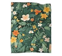 RXYKCUNVT Cosy Wool Blankets, Warm Soft Botanical Floral Blankets, Leaves Flowers Patterned Lightweight Sherpa Blankets. Bed And Sofa Linen for Teenage Adults 70x80inch(180x200cm)