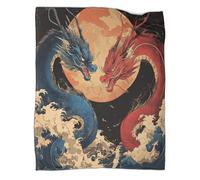 RXYKCUNVT Dragon Fuzzy Sherpa Fleece Throw Blanket-3D Chinese Myth Theme Soft Warm Plush Blanket for Kids, Teens, And Adults, Versatile Use 50x60inch(127x152cm)