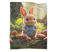 RXYKCUNVT Stylish Rabbit Themed Sherpa Throw Blanket-3D Cute Animal Design Plush for Sofa Bed Couch, Children's Favorite, Unisex Gift, All-Season 40x50inch(100x130cm)