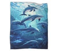 RXYKCUNVT Teenage Sherpa Blanket Dolphins Printed Fleece Blanket 3D Theme Plush Blanket For Sofa Bed, Soft And Cozy Sea Animal Fleece Blanket 50x60inch(127x152cm)