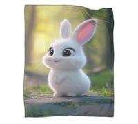 RXYKCUNVT Teenage Sherpa Blanket Rabbit Printed Fleece Blanket 3D Theme Plush Blanket For Sofa Bed, Soft And Cozy Bunny Fleece Blanket 80x90inch(200x230cm)