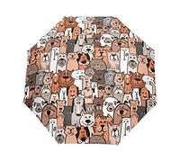 RXYY Animal Dog Cat Pattern Folds Auto Open Close Umbrella for Women Men Boys Girls Windproof Compact Travel Lightweight Rain Umbrella