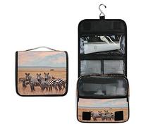 RXYY Hanging Travel African Animal Zebras Print Toiletry Bag Folding Bathroom Gym Organizer Portable Cosmetic Wash Bag for Women Girls