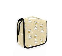 RXYY Hanging Travel Cute African Giraffe Heart Toiletry Bag Folding Bathroom Gym Organizer Portable Cosmetic Wash Bag for Women Girls