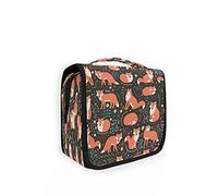 RXYY Hanging Travel Forest Animal Leaves Fox Toiletry Bag Folding Bathroom Gym Organizer Portable Cosmetic Wash Bag for Women Girls