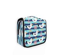 RXYY Hanging Travel Seagulls Blue Stripe Steering Wheel Toiletry Bag Folding Bathroom Gym Organizer Portable Cosmetic Wash Bag for Women Girls