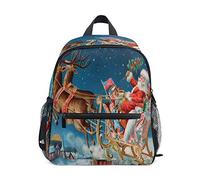 RXYY Kids Backpacks Merry Christmas Santa Claus Reindeer Shoulder Travel Toddler School Bag Backpack with Chest Strap for Girls Boys