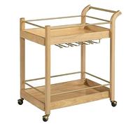 ry Bar Serving Cart for Hotels & Restaurants, Rolling Kitchen Cart with Wine Rack, Solid Wood & Metal Sto Shelves for Wine, Tea & Liquor