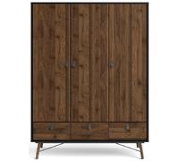 Ry Black 3 Door 3 Drawer Wardrobe