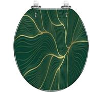 ry d & White Marble Round Toilet Seat - Slow Close, Quick-Release, Easy Clean, 16.5x14.2 in, Ele Bathroom Upgrade, Resin Design