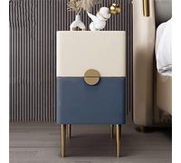 ry Modern Nightstand in Leather with 2 Ders Cact Slate Bedside Table Solid Wood Structure Narrow Design 25x40x50 cm Blue & Bei Perfect for Bedroom Sto