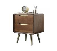 ry Modern Solid Wood Nightstand Walnut Side Table with 2 Ders Slish Bedroom Sto Cabinet Metal Legs Contemporary Design for Home Décor