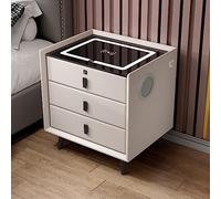 ry Smart Bedside Table with Wir Charging, Bluetooth Speaker, Finrprint Lock & 3 Color LED Light - Ele Sto Cabinet for Bedroom & Living Room