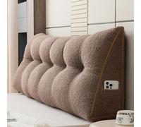 ry Teddy Velvet Wed Pillow - Lar Triangular Headboard Cush for Bed Reading Support Removable Cover Available in Double Queen & King Sizes (100x50x20cm Brown)