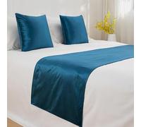 ry Velvet Bed Runner with Matching Cushs Soft Bed Scarf for Hotels & B&Bs Ele Bedread for Inn & Breakfast Blue Color || 1 Pillowcase Included