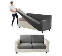 ry Velvet Couch Cover Stretch Slipcovers Set for Loveseat & Sofa with Separate Backrest & Seat Cush Covers 7 PCS Mum Grey Perfect for Living Room Fur Protect