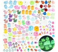 RYACO 150PCS Mini Resin Animals Bulk, Various Luminous Plastic Tiny Animals Figures Glow in The Dark